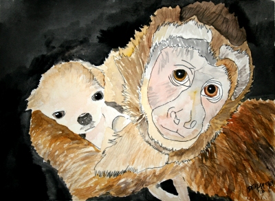 monkey and dog painting